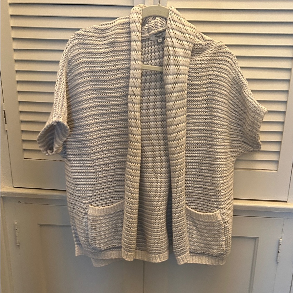 Madewell Cream and light gray Open-Front Cardigan